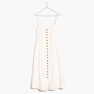 Madewell Linen-Cotton Cami Button-Front Midi Dress